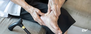 Older adult with heel spur diagnosis experiencing foot pain that impacts walking and balance, treated through physical therapy.