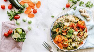 A colorful plate of vegetables.