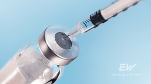 A needle on a blue background.