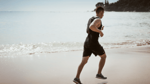 A man running on the beach