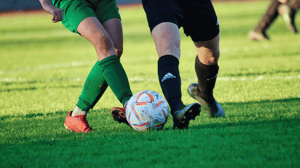 Two soccer players on the field