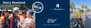 A blue banner featuring images of Stacy Rowland, her husband Mike Rowland, and the logo for their foundation, Team Rowland.