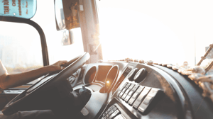 The dashboard of a truck.